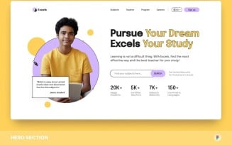 Excels – Online Course Hero Section Figma Template