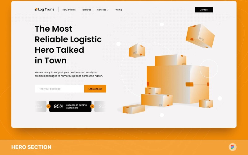 Log Trans - Shipping Company Hero Section Figma Template UI Element