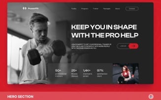 PowerFit - Gym & Fitness Hero Section Figma Template