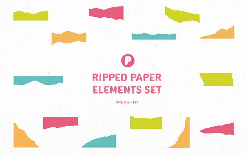 Ripped Paper Elements Set Illustration
