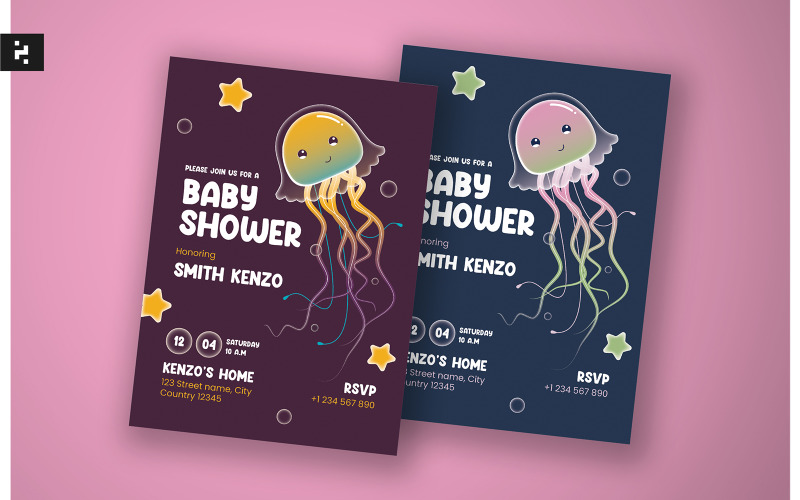Baby Shower Invitation Jellyfish Theme Corporate Identity