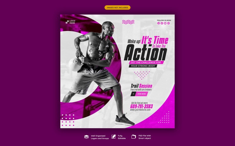 Gym And Fitness Social Media Template