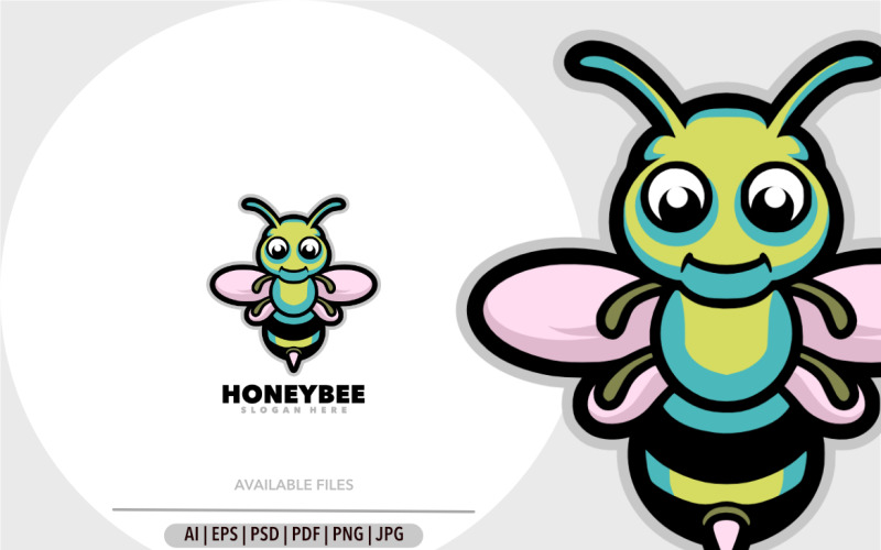 Honeybee cartoon funny mascot design Logo Template