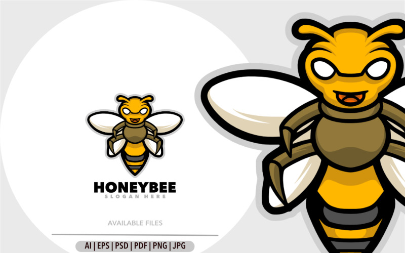 Honeybee mascot design cartoon logo template Logo Template