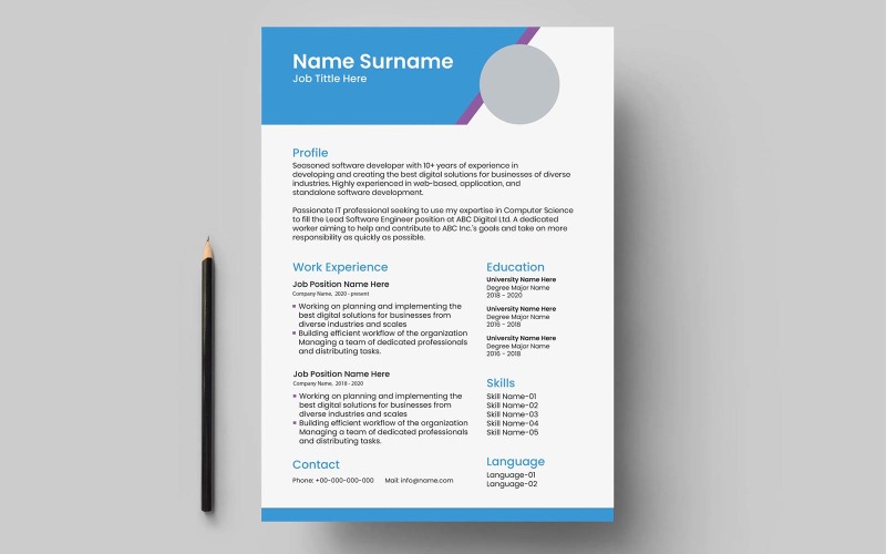 Abstract curriculum template with minimal Resume Template