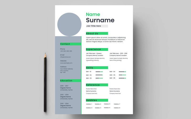 Curriculum cv resume template with modern style Resume Template