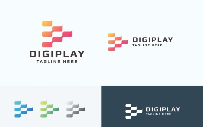 Digital Media Tech Play Logo Logo Template