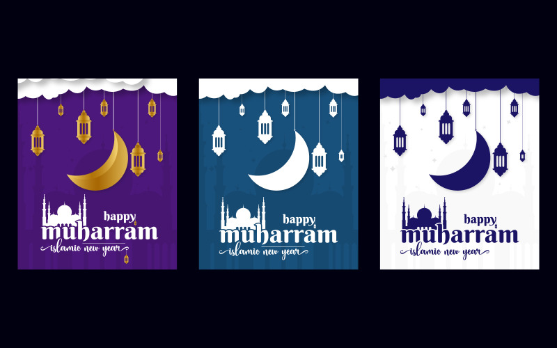 Happy Muharram Background Design Vector Graphic
