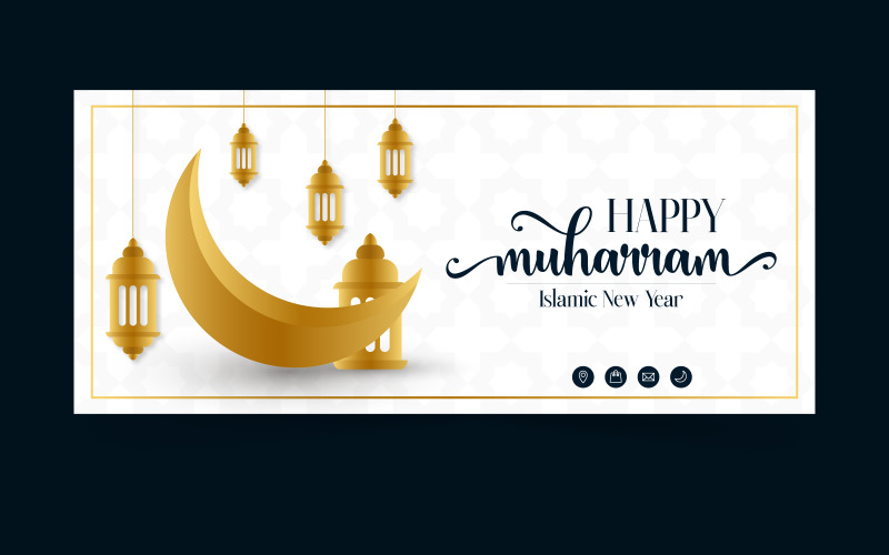 Happy Muharram. Islamic New Year Poster Vector Graphic