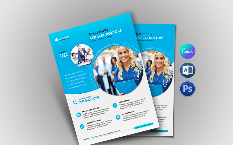 Medical Clinic Service Flyer Printable Template Corporate Identity