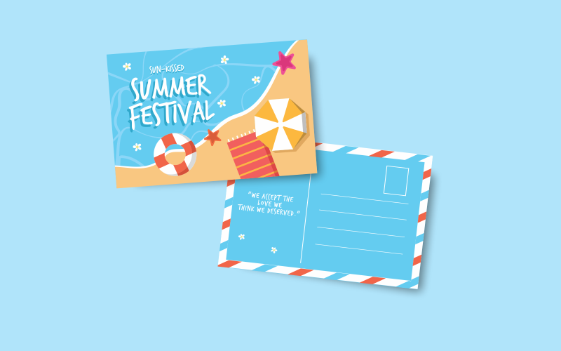 Summer Post Card Template Design Corporate Identity