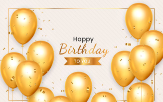 Birthday wish with Realistic golden balloon set with golden confetti balloon background idea