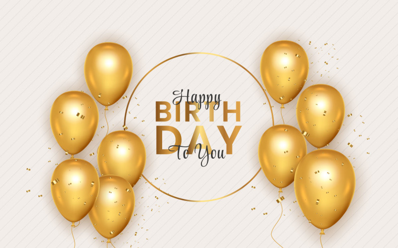 Birthday wish with Realistic golden balloon set with vector golden confetti balloon Illustration