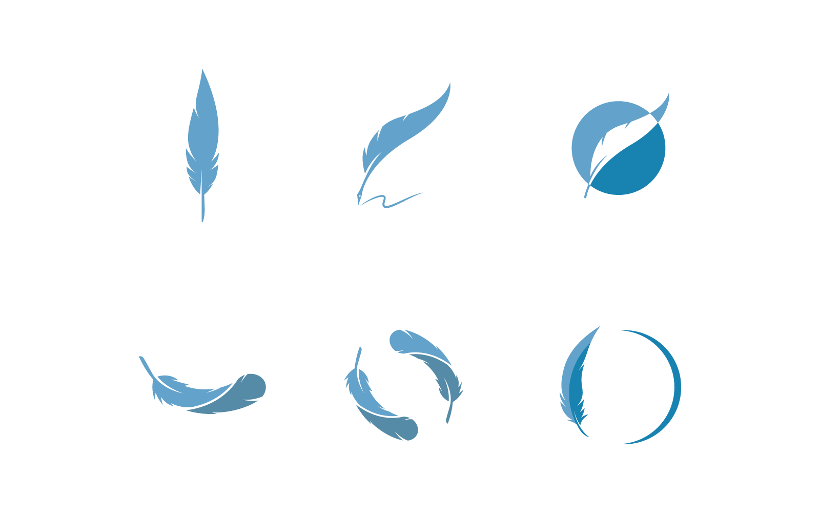 Feather illustration logo icon vector flat design template
