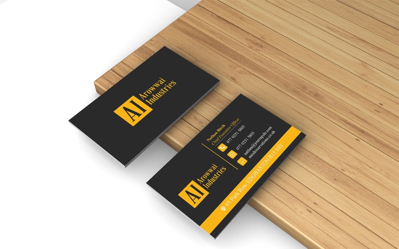 Grey & Yellow Contrast Visiting Card Template Corporate Identity