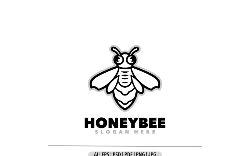 Honeybee line art design simple logo Logo Template