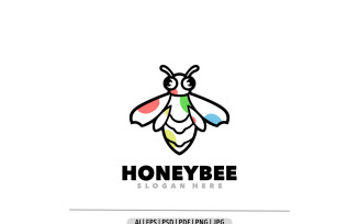 Honeybee mascot line art outline logo