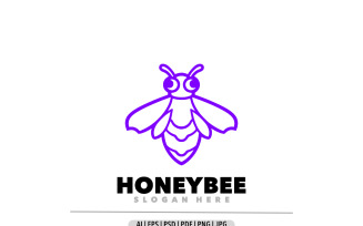 Honeybee purple logo outline design