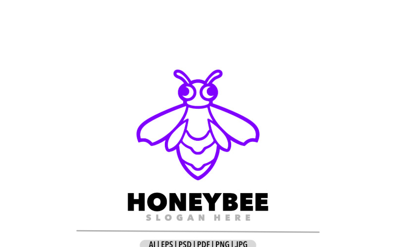 Honeybee purple logo outline design Logo Template