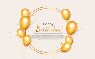 vector Birthday wish with Realistic golden balloon set with golden confetti balloon background