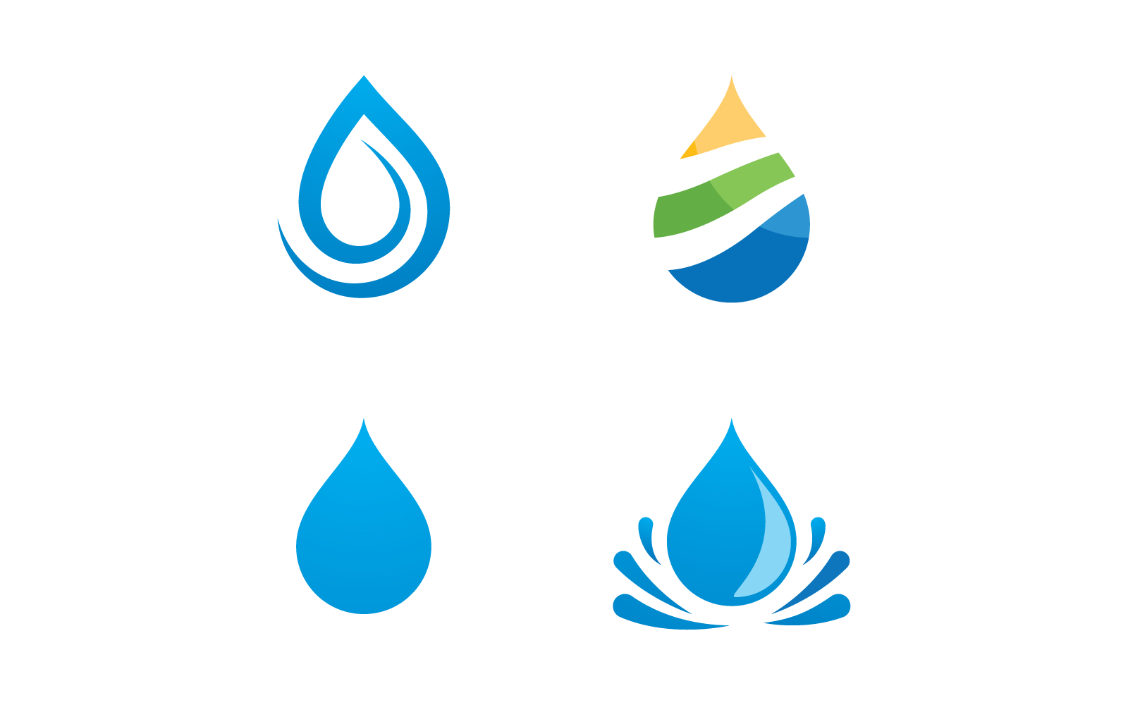 vetor de design plano de ícone de logotipo de gota de água