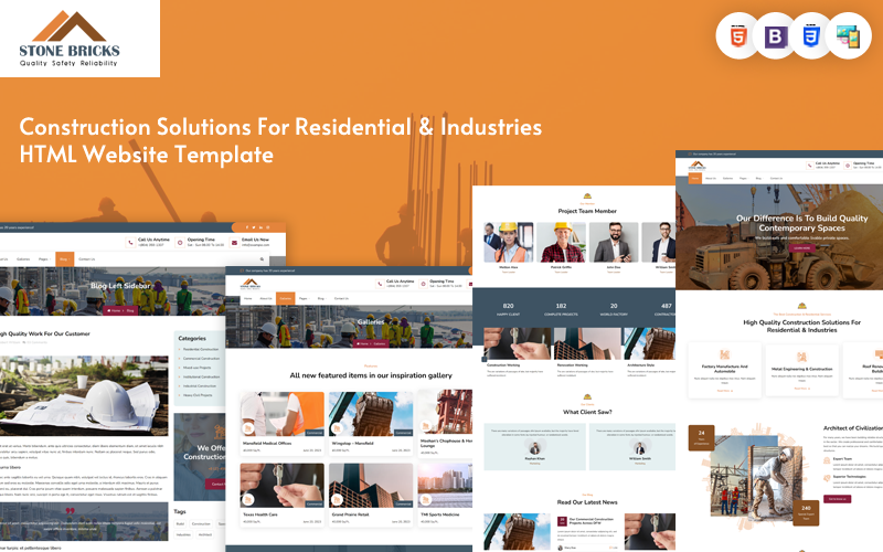 Construction Solutions For Residential and Industries HTML Website Template