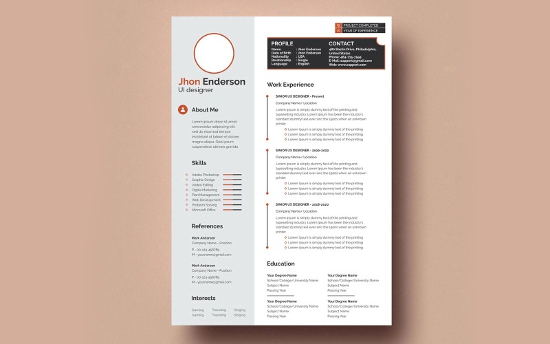 Clean and modern Resume CV template Resume Template