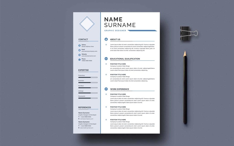Clean and modern resume or cv template. Resume Template