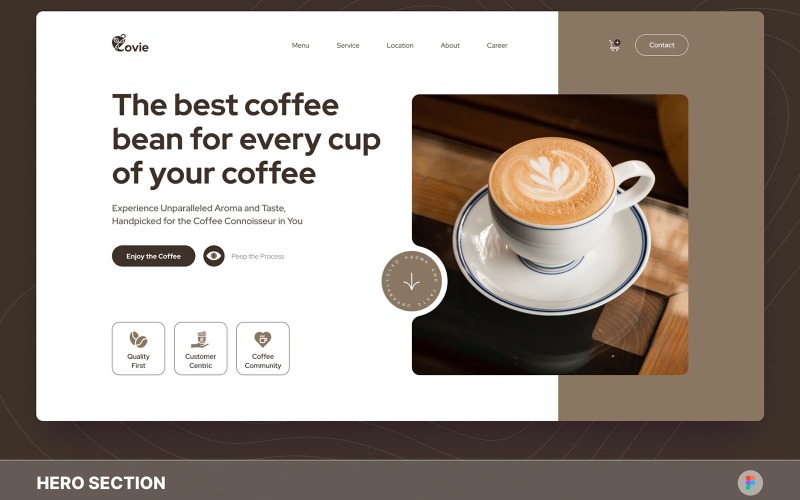 Covie - Coffee Shop Hero Section Figma Template UI Element