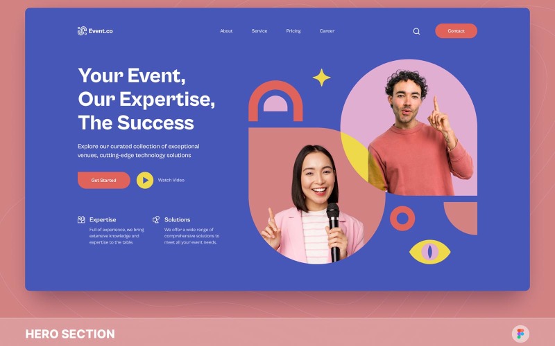 Event.co – Event & Conference Hero Section Figma Template UI Element