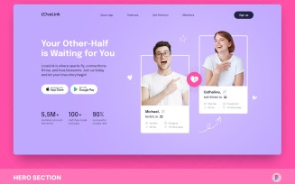 LoveLink - Dating Hero Section Figma Template