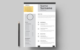 Minimalist resume cv template design.