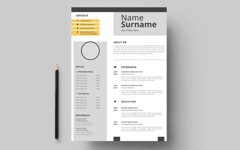 Minimalist resume cv template design. Resume Template