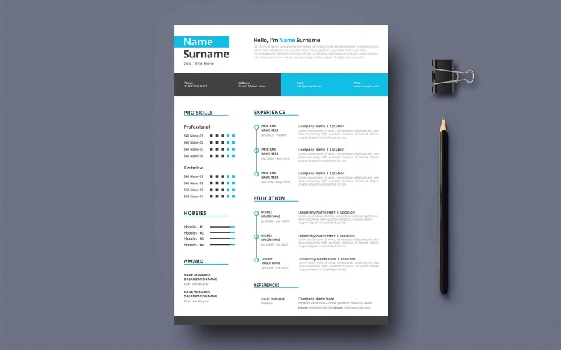 Modern one page business resume template Resume Template