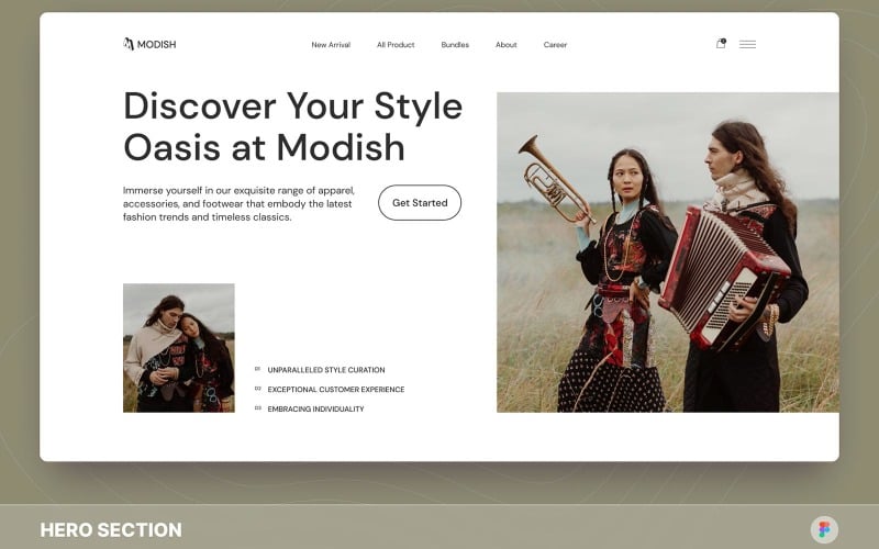 Modish – Fashion Hero Section Figma Template UI Element