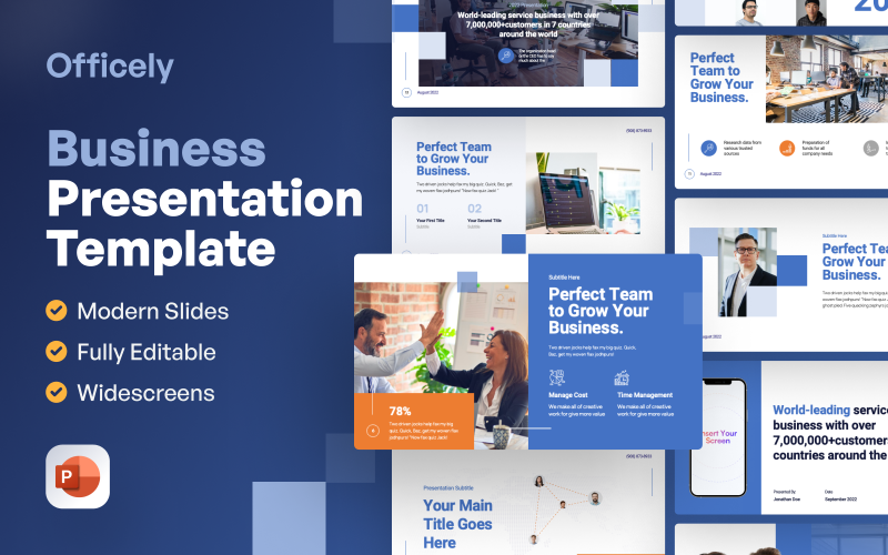 Officely - Business PowerPoint Presentation Template PowerPoint Template