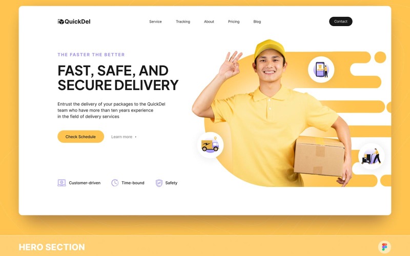QuickDel - Delivery Hero Section Figma Template UI Element