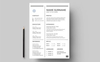 Simple minimalist resume cv template design