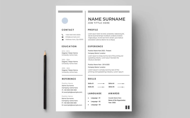 Simple minimalist resume cv template design Resume Template