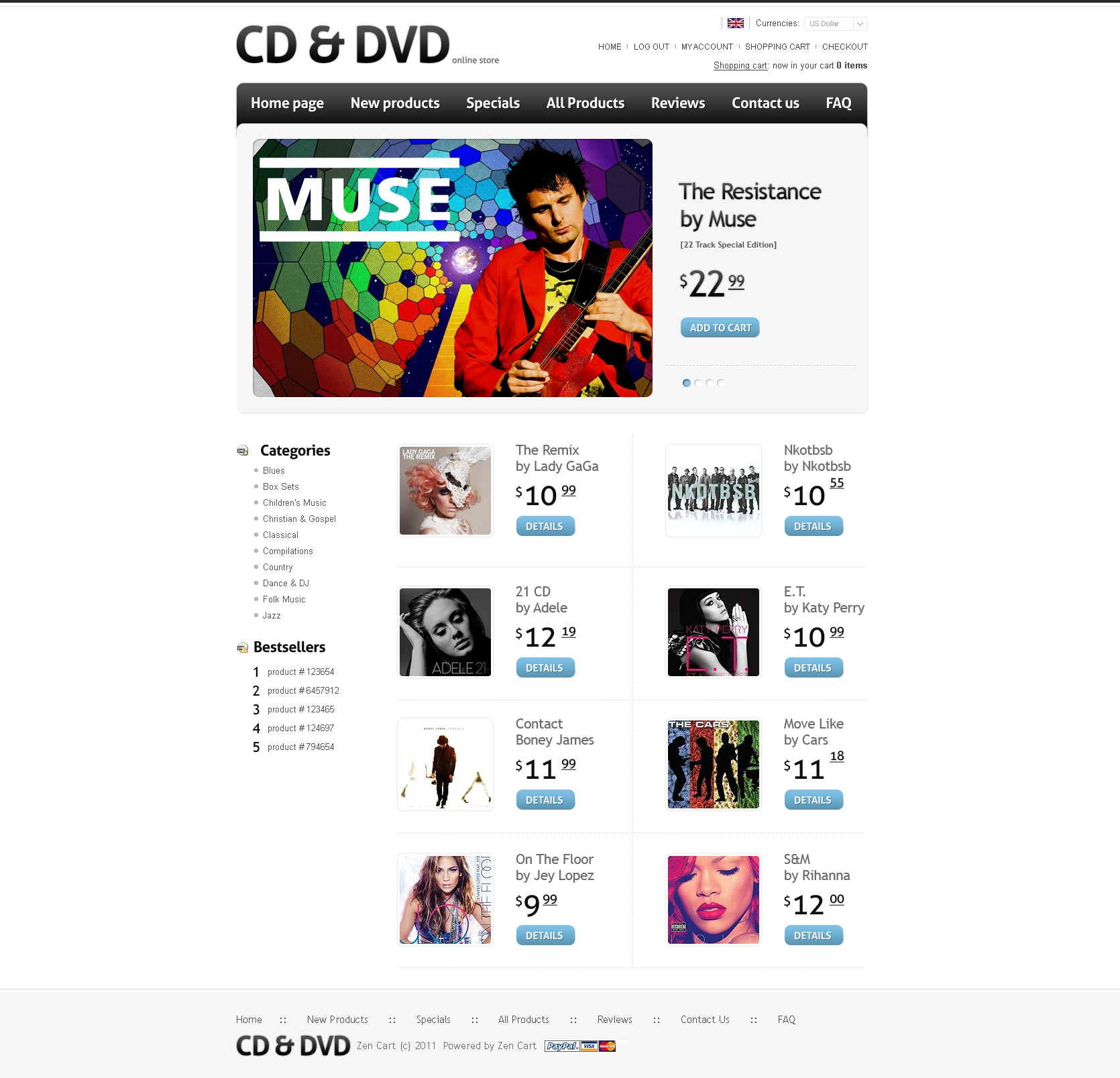 ZenCart Vorlage für Musikshop #34562 - Screenshot