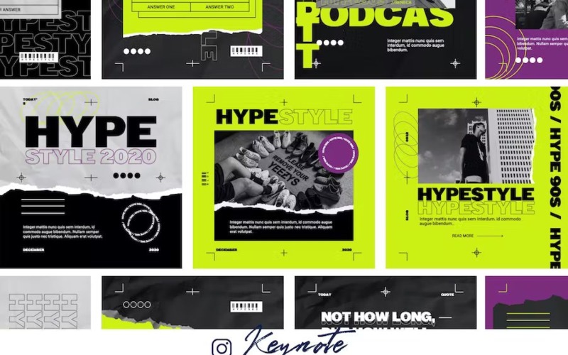 Hype 90s - Keynote Instagram Template Keynote Template