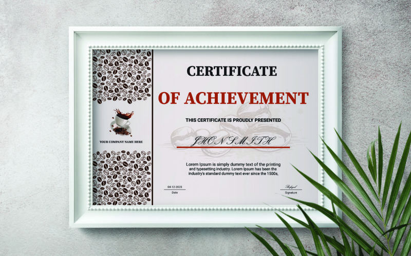 Coffee Shop Certificate of Achievent Template Certificate Template