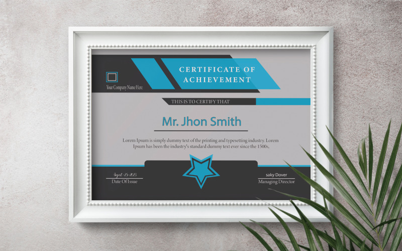 Company Certificate of Achievement template Certificate Template