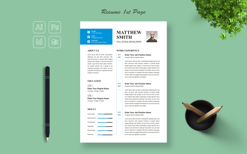 Creative Resume Layout with Cover Letter Resume Template