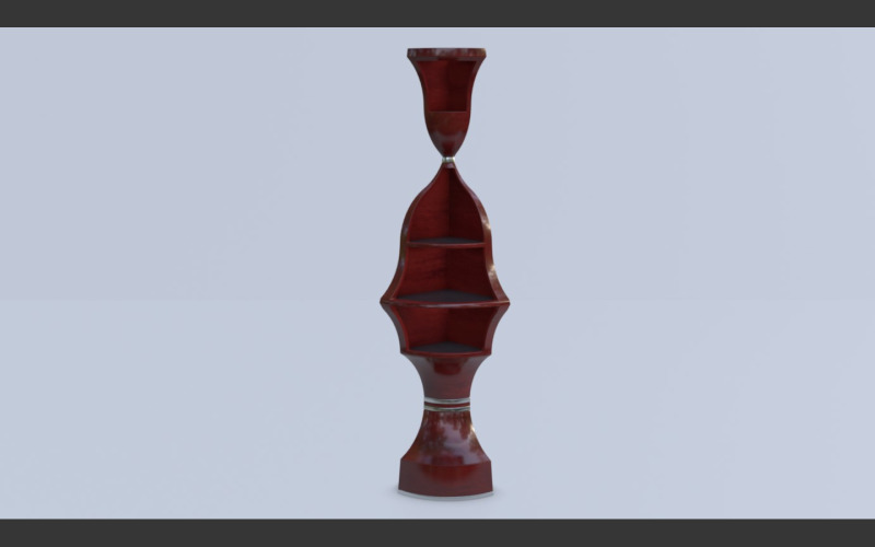 Decorative Corner made of red and black wood with aluminum Model