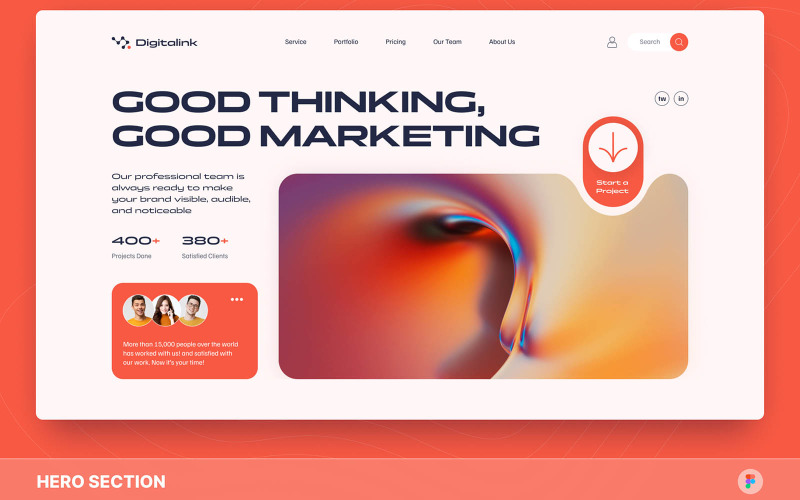 Digitalink – Orange Modern Digital Agency Hero Section UI Element