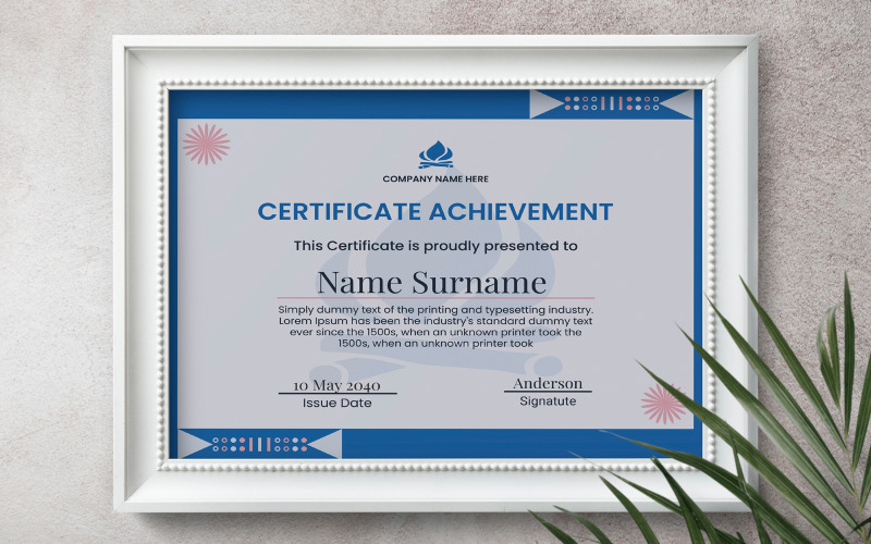 Elegant certificate of achievement template. Certificate Template
