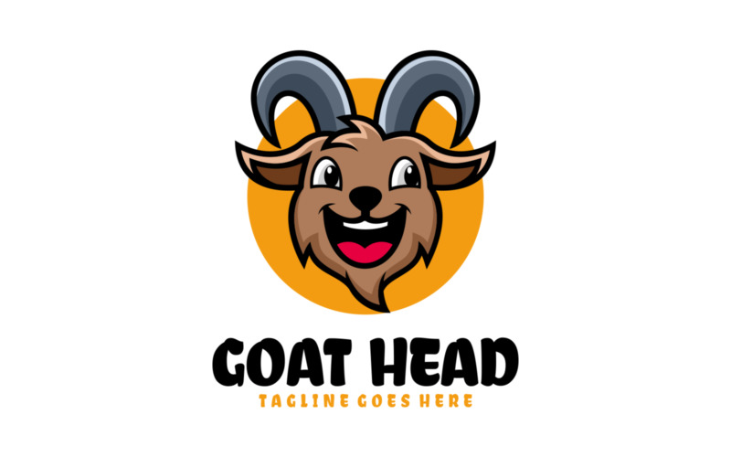 Goat Head Mascot Cartoon Logo 1 Logo Template
