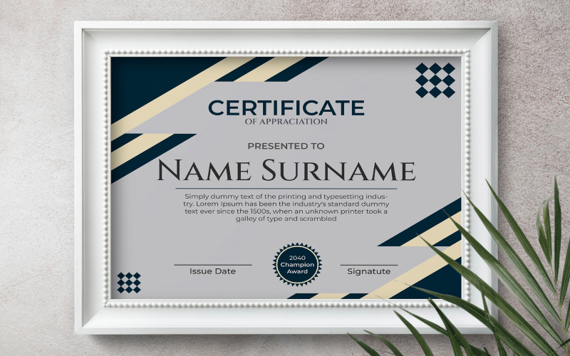 Modern certificate of appreciation template. Certificate Template