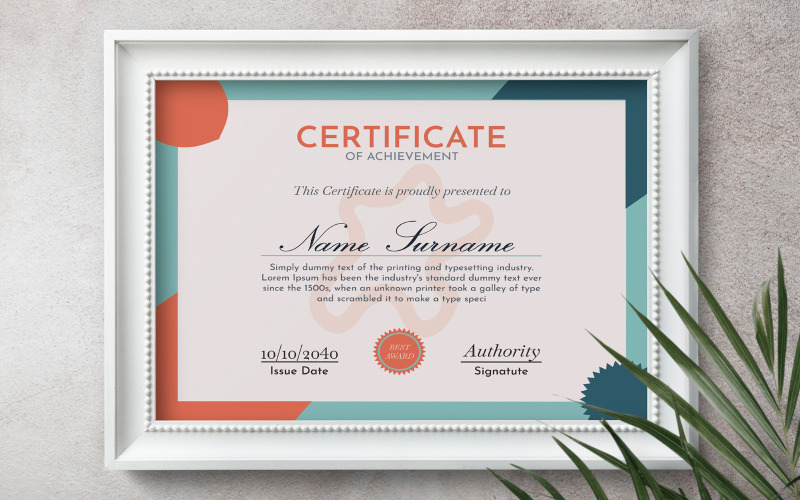 Professional award certificate template. Certificate Template